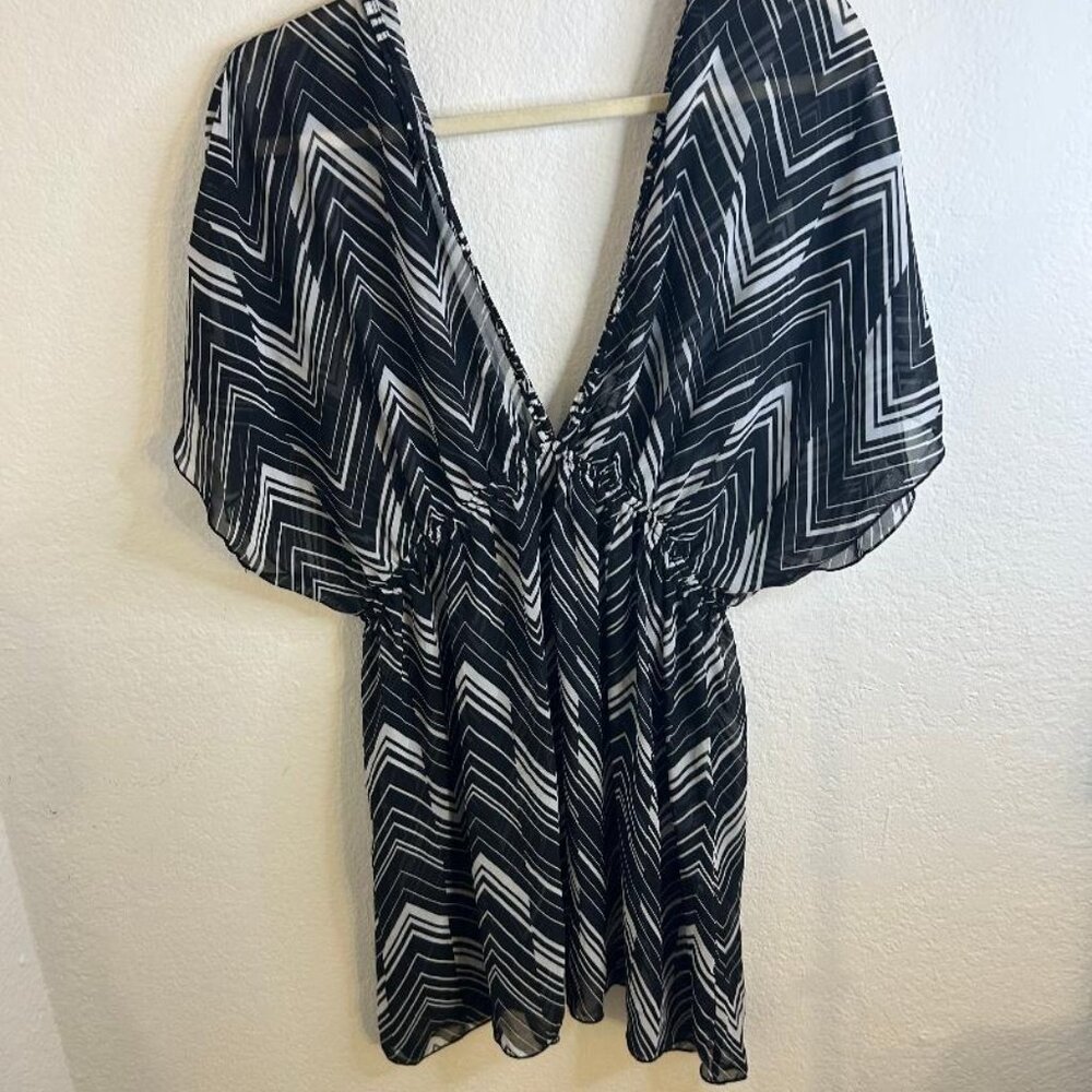 Arizona Jeans Co Black & White Dress Style Swim Cover Size XL NWOT